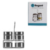 REGENT GLASS SALT & PEPPER SHAKERS WITH ST STEEL COVERS AND STAND 3 PCS SET, 85ML
