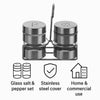 REGENT GLASS SALT & PEPPER SHAKERS WITH ST STEEL COVERS AND STAND 3 PCS SET, 85ML