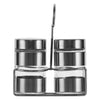 REGENT GLASS SALT & PEPPER SHAKERS WITH ST STEEL COVERS AND STAND 3 PCS SET, 85ML