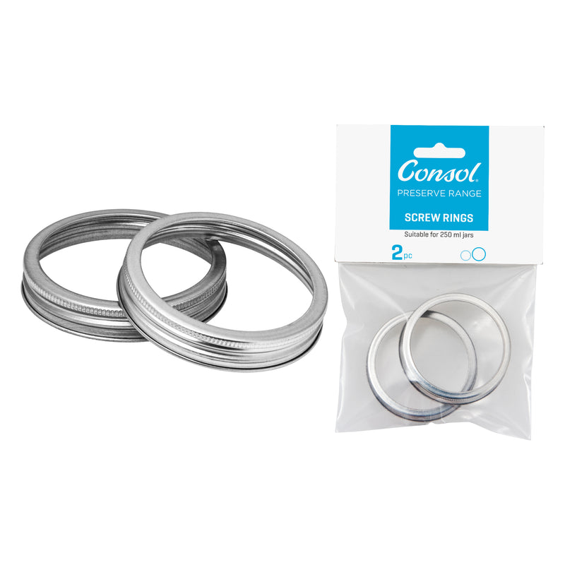 CONSOL PRESERVE JAR SCREW RINGS FOR 250ML JARS, 2 PIECES