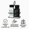 REGENT GLASS BLACK AND WHITE SALT & PEPPER SHAKERS IN A BLACK CADDY 3PCS SET, 85ML