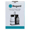 REGENT GLASS BLACK AND WHITE SALT & PEPPER SHAKERS IN A BLACK CADDY