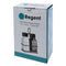 REGENT GLASS BLACK AND WHITE SALT & PEPPER SHAKERS IN A BLACK CADDY
