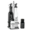 REGENT GLASS BLACK AND WHITE O,V, S & P IN A CADDY 5PCS SET, 250ML l 85ML