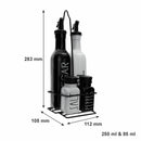 REGENT GLASS BLACK AND WHITE CONDIMENT SET IN A CADDY 5 PIECES, (250ML/85ML)