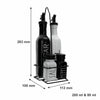 REGENT GLASS BLACK AND WHITE CONDIMENT SET IN A CADDY 5 PIECES, (250ML/85ML)