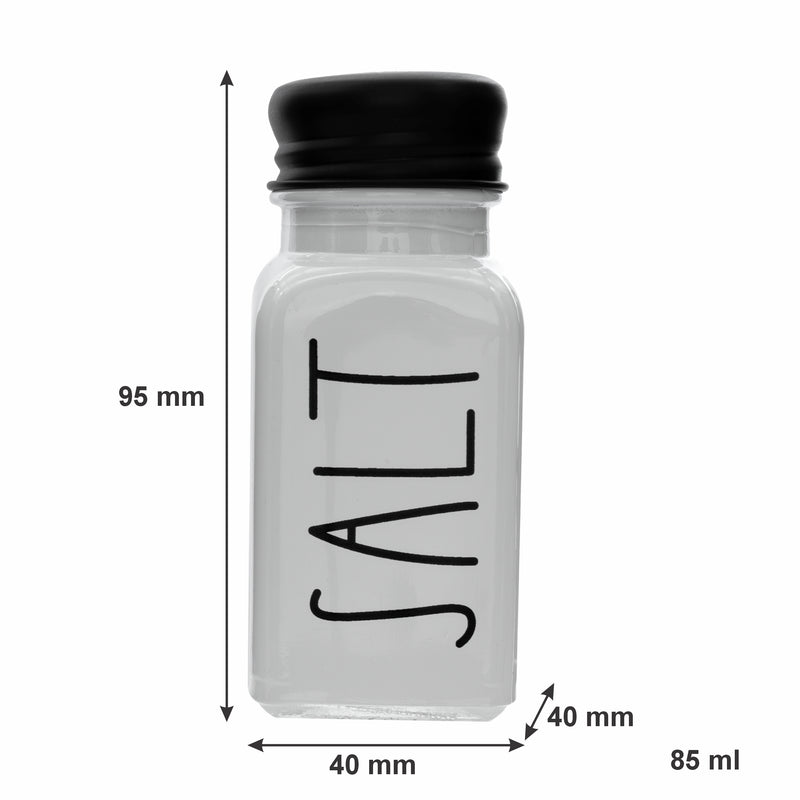 REGENT GLASS BLACK AND WHITE CONDIMENT SET IN A CADDY 5 PIECES, (250ML/85ML)