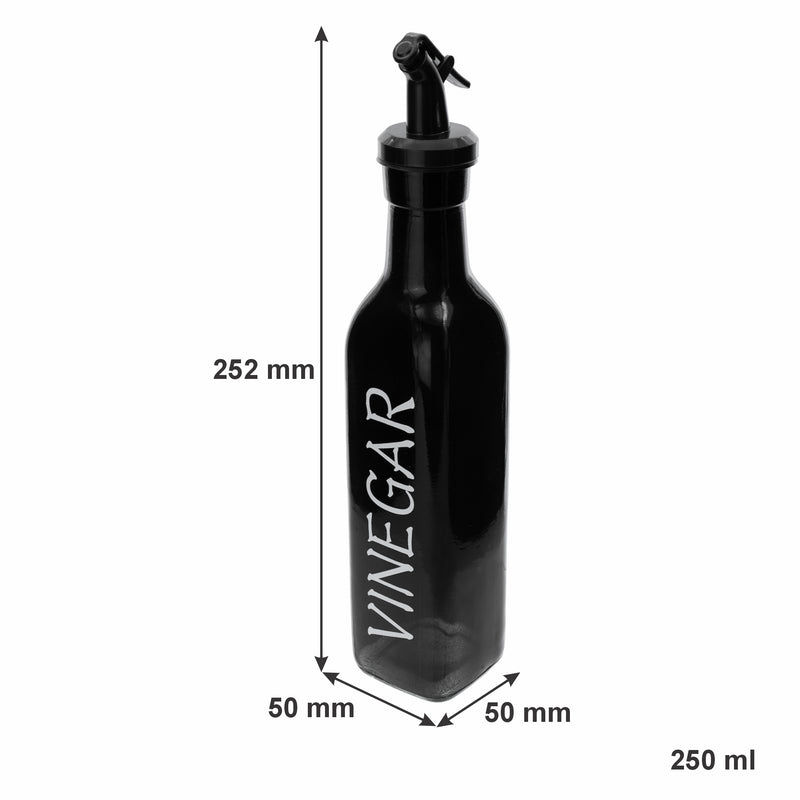 REGENT GLASS BLACK AND WHITE CONDIMENT SET IN A CADDY 5 PIECES, (250ML/85ML)