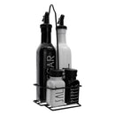 REGENT GLASS BLACK AND WHITE CONDIMENT SET IN A CADDY 5 PIECES, (250ML/85ML)