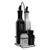 REGENT GLASS BLACK AND WHITE CONDIMENT SET IN A CADDY 5 PIECES, (250ML/85ML)