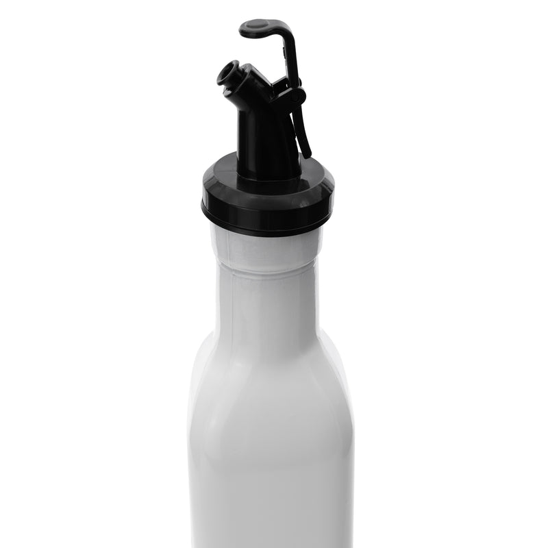 REGENT GLASS BLACK AND WHITE CONDIMENT SET IN A CADDY 5 PIECES, (250ML/85ML)