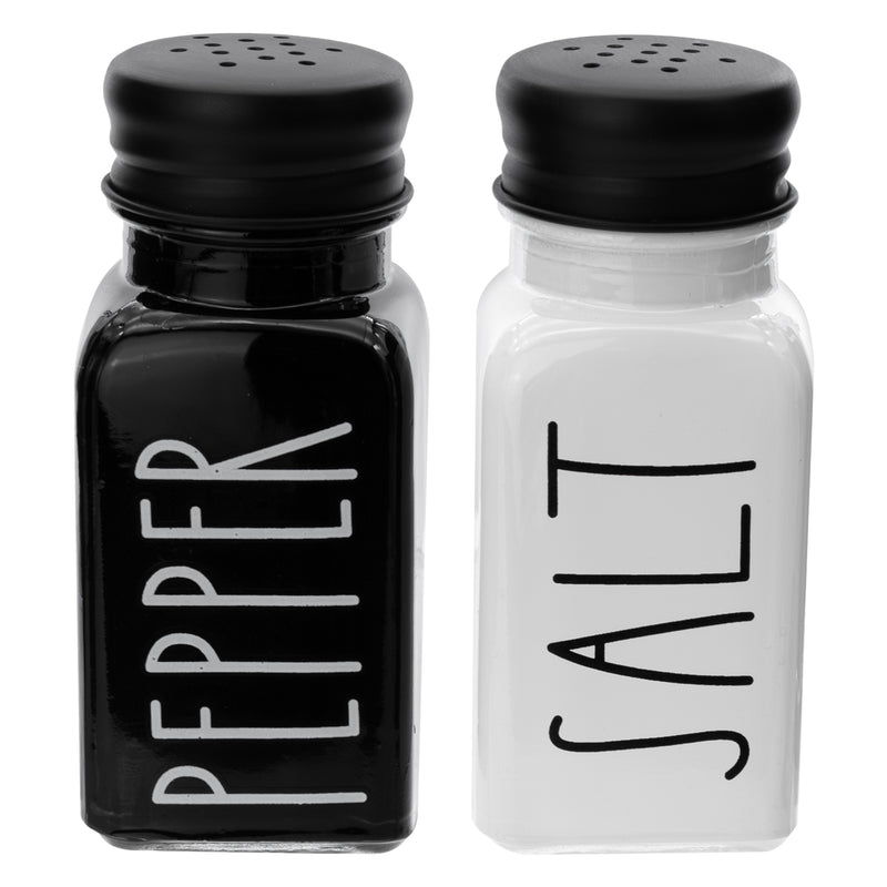 REGENT GLASS BLACK AND WHITE CONDIMENT SET IN A CADDY 5 PIECES, (250ML/85ML)