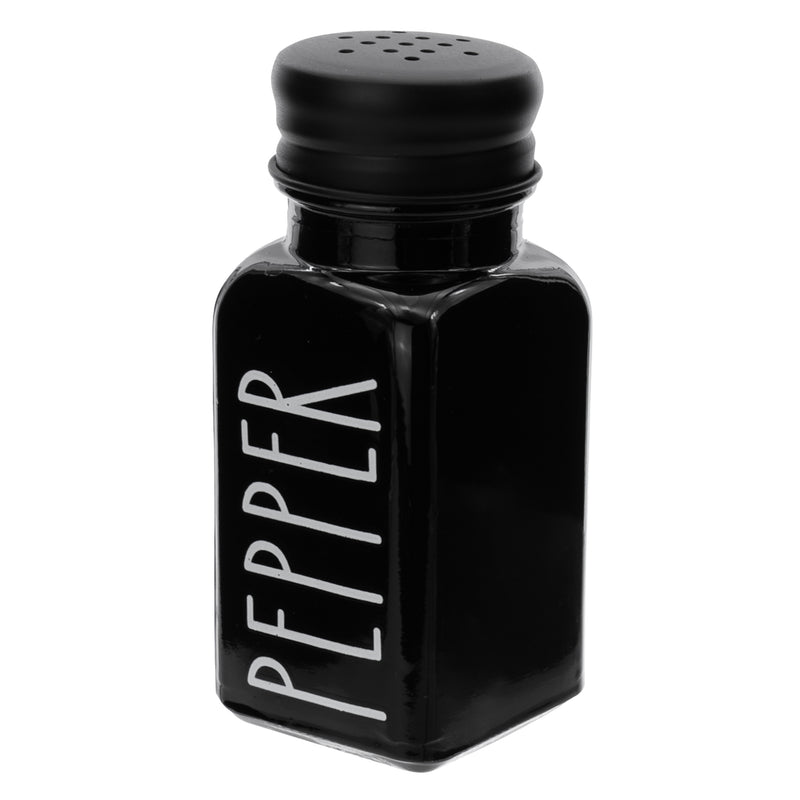REGENT GLASS BLACK AND WHITE CONDIMENT SET IN A CADDY 5 PIECES, (250ML/85ML)