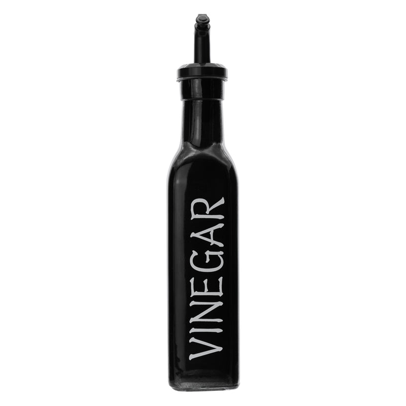 REGENT GLASS BLACK AND WHITE CONDIMENT SET IN A CADDY 5 PIECES, (250ML/85ML)
