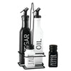 REGENT GLASS BLACK AND WHITE CONDIMENT SET IN A CADDY 5 PIECES, (250ML/85ML)