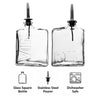 REGENT GLASS SQUARE EMBOSSED 'OIL' & 'VIN' BOTTLES WITH POURERS 2PCS SET, 450ML