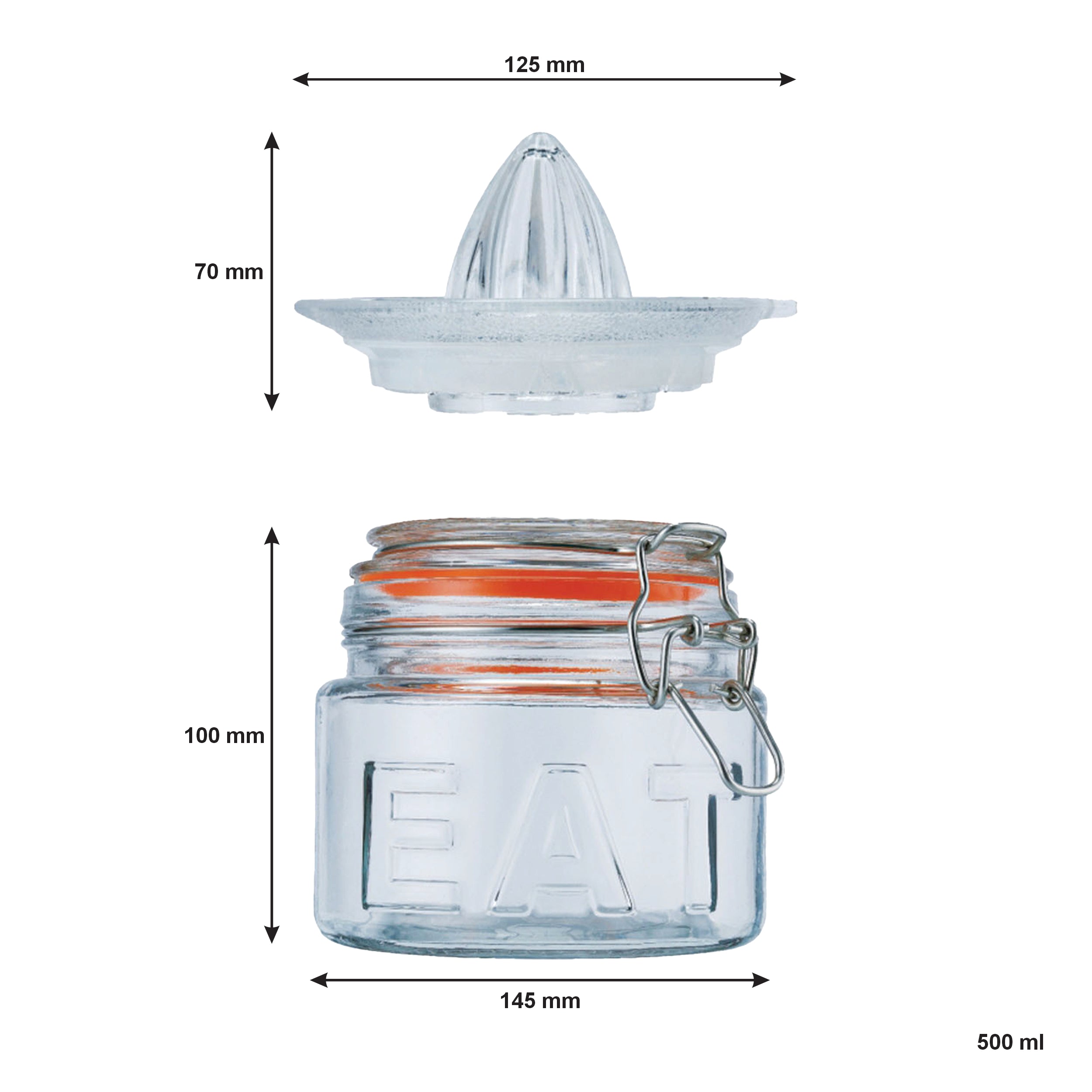 REGENT GLASS CITRUS JUICER & STORAGE JAR 2PCS SET, 500ML