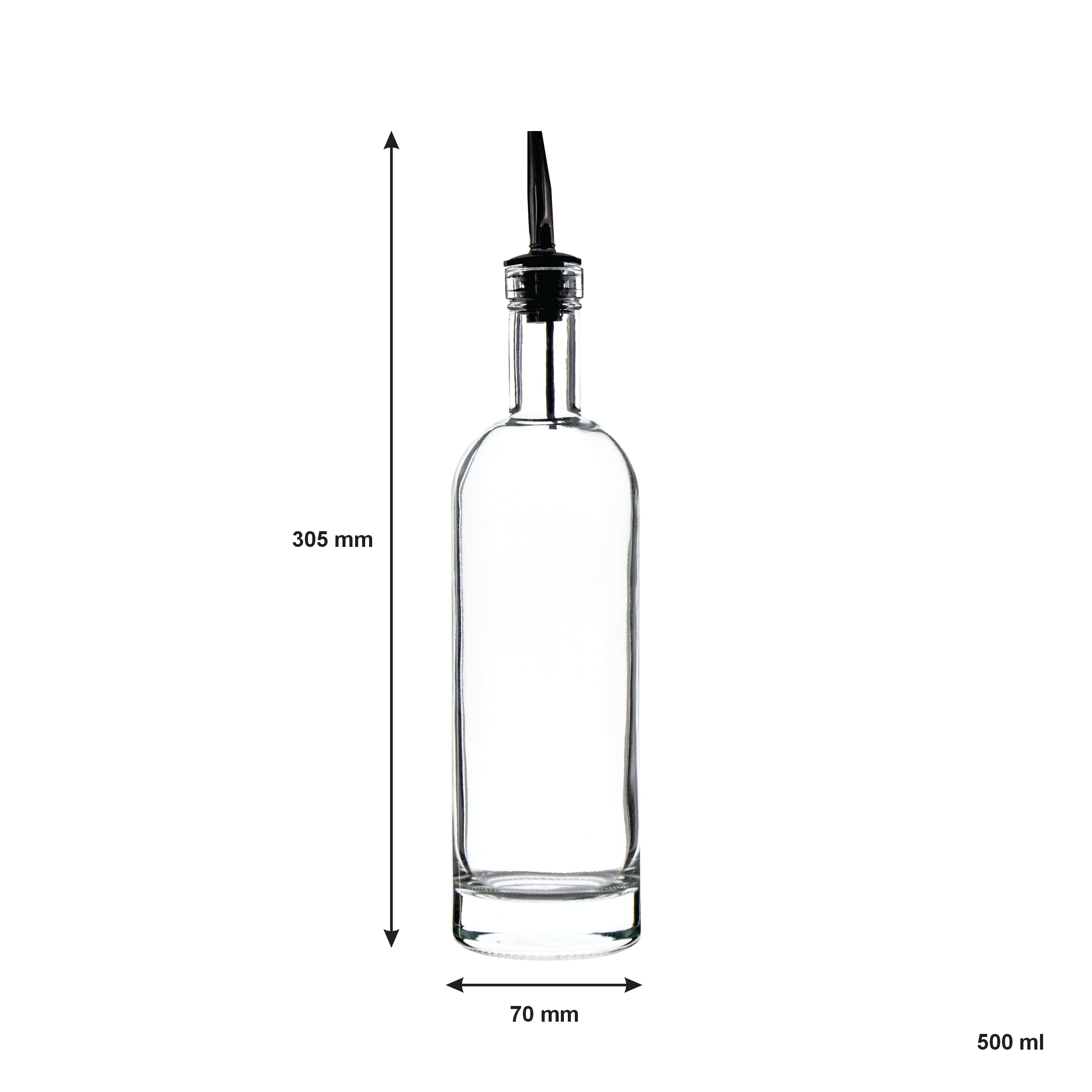 REGENT GLASS OIL/VINEGAR ROUND BOTTLE WITH HEAVY BASE AND POURER, 500ML