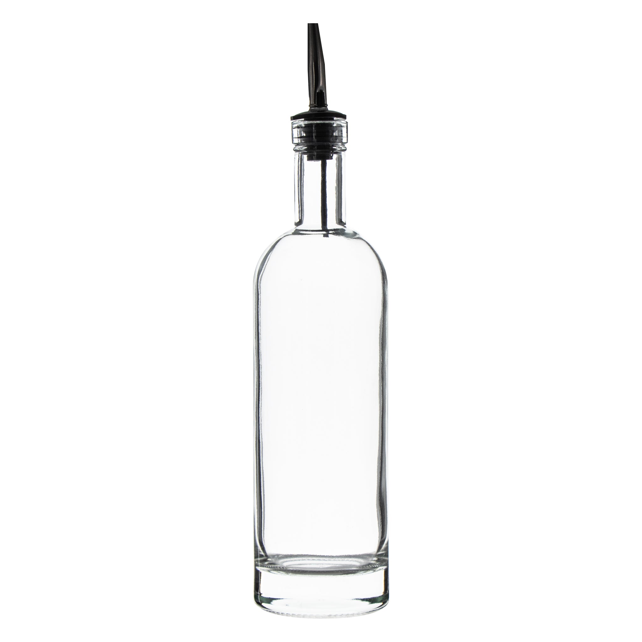 REGENT GLASS OIL/VINEGAR ROUND BOTTLE WITH HEAVY BASE AND POURER, 500ML