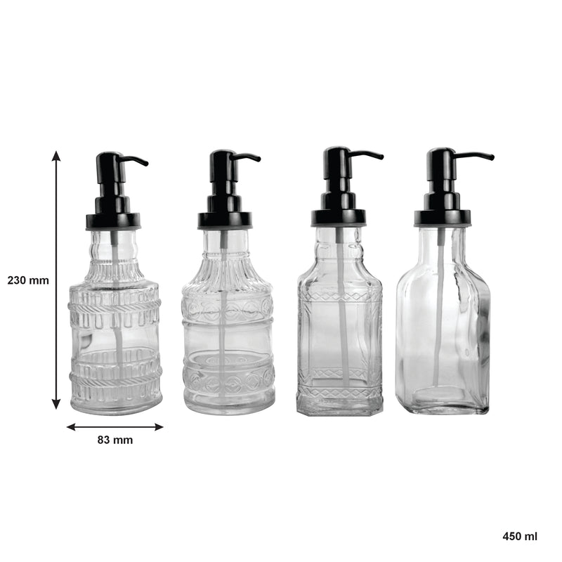 REGENT GLASS ASSORTED DESIGNS SOAP DISPENSER, EACH (450ML)