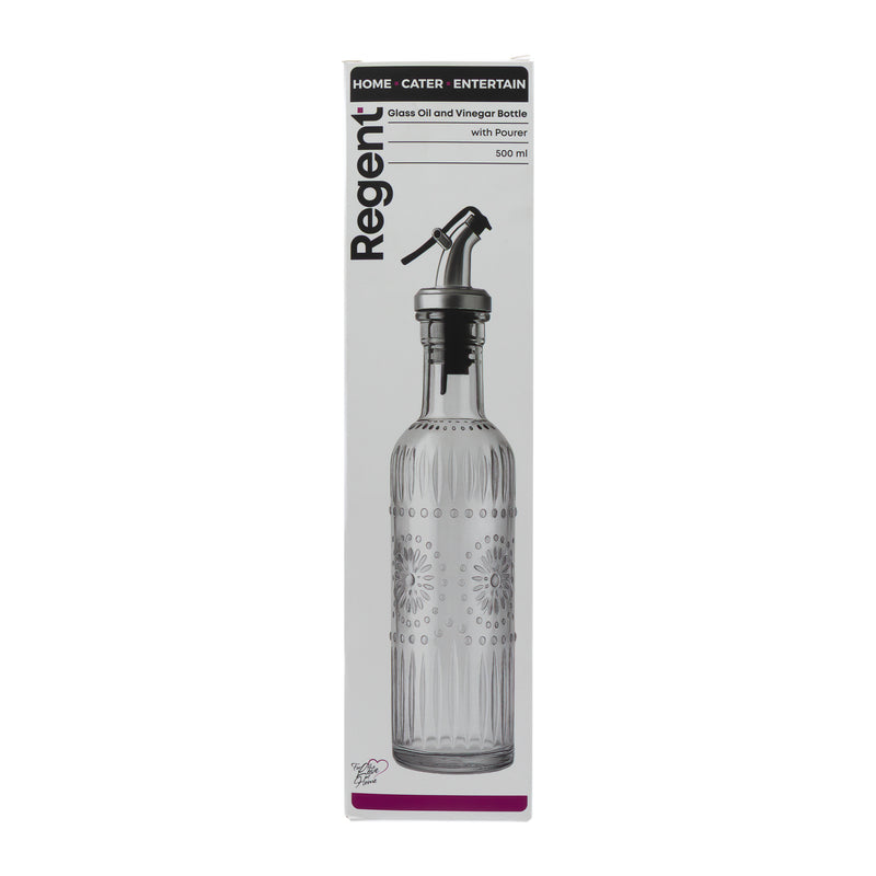 REGENT GLASS OIL / VINEGAR BOTTLE WITH POURER, 500ML