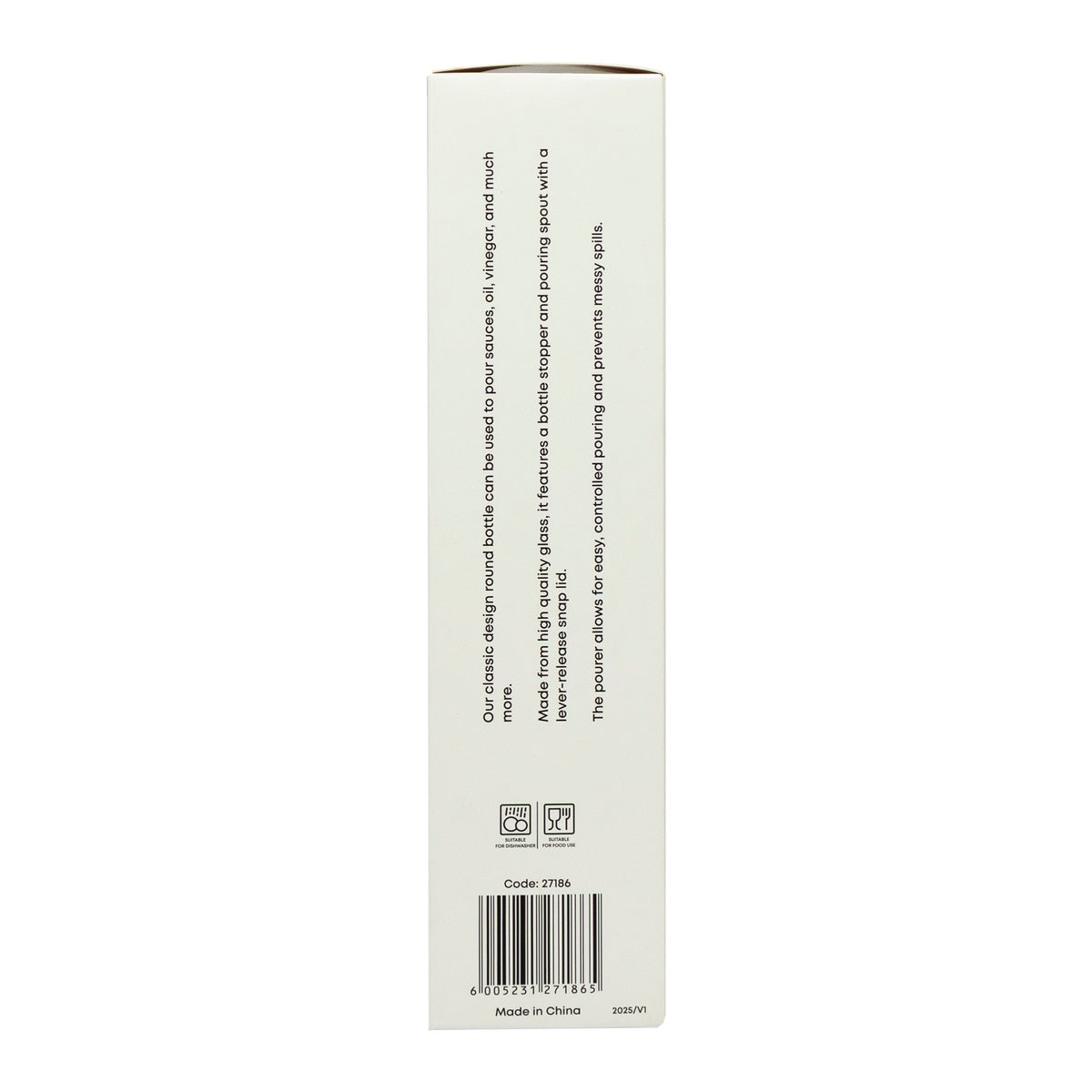 REGENT EMBOSSED GLASS OIL/VINEGAR BOTTLE WITH POURER, 500ML