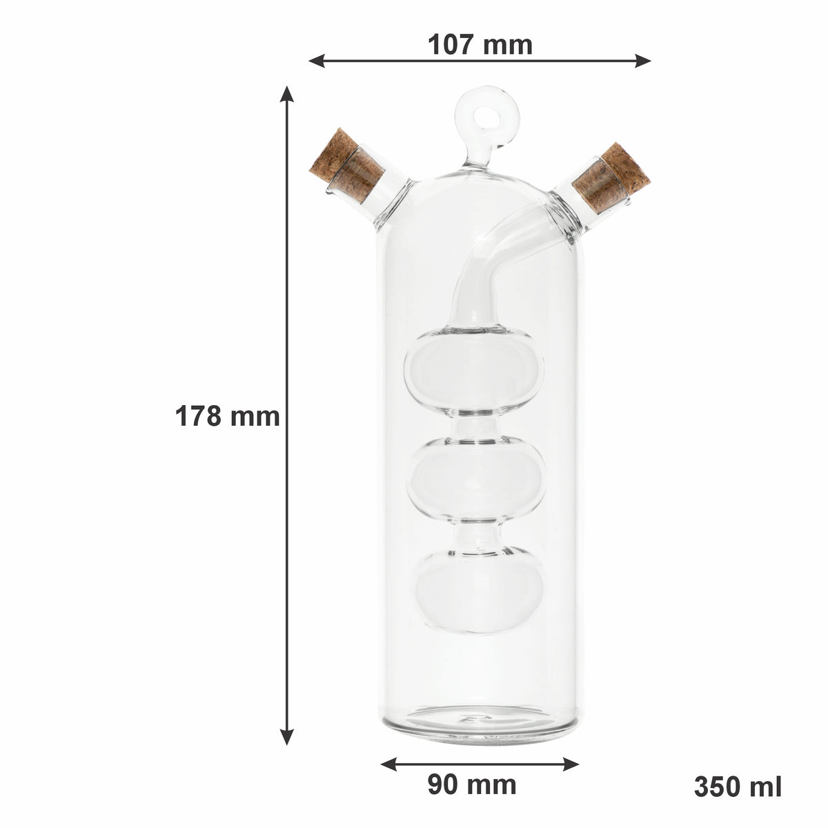 REGENT GLASS OIL AND VINEGAR DISPENSER WITH CORK STOPPERS, 350ML