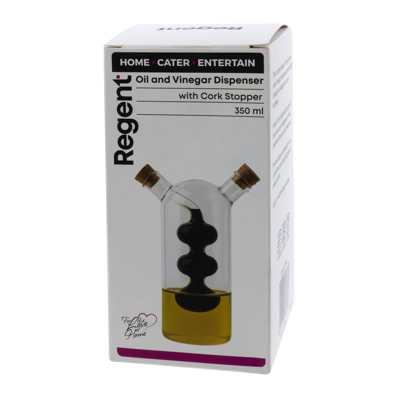 REGENT GLASS OIL AND VINEGAR DISPENSER WITH CORK STOPPERS, 350ML
