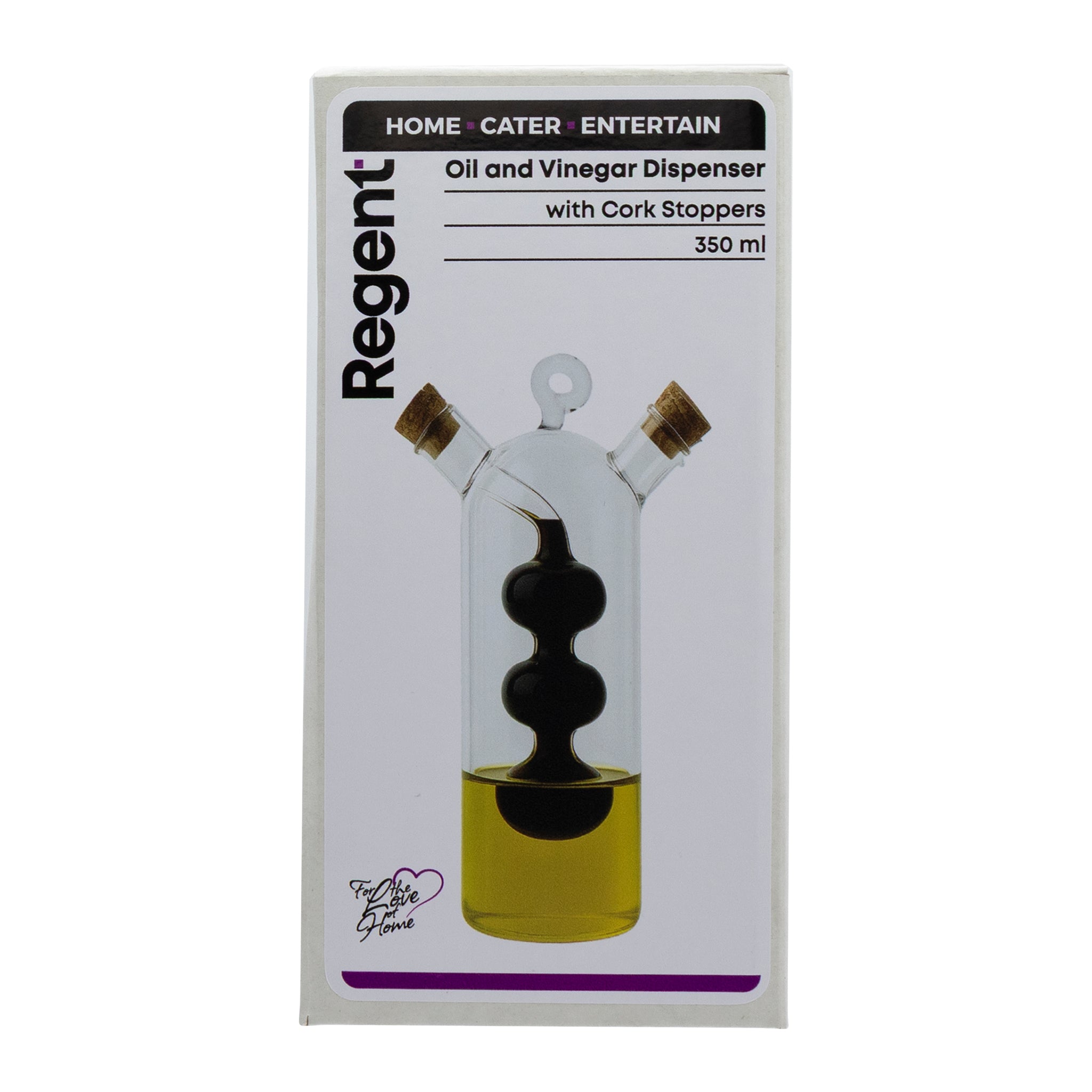 REGENT GLASS OIL AND VINEGAR DISPENSER WITH CORK STOPPERS, 350ML