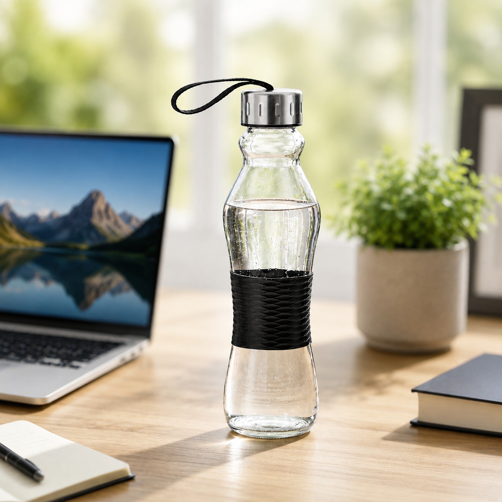 CONSOL GRIP N GO BOTTLES WITH STRAP LIDS IN ASSORTED COLOURS, 500ML