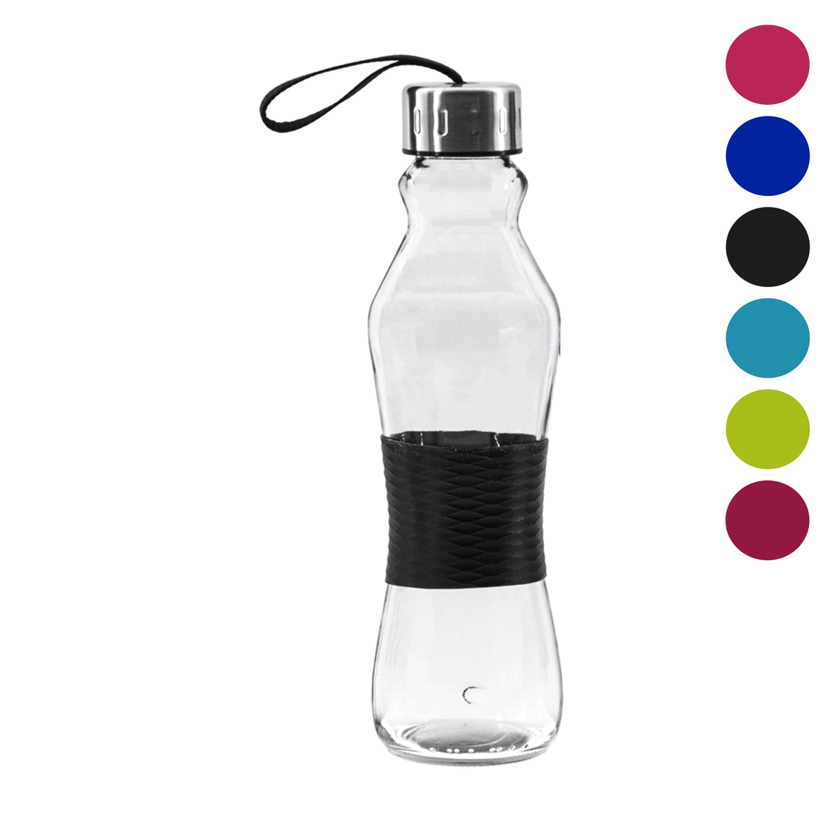 CONSOL GRIP N GO BOTTLES WITH STRAP LIDS IN ASSORTED COLOURS, 500ML