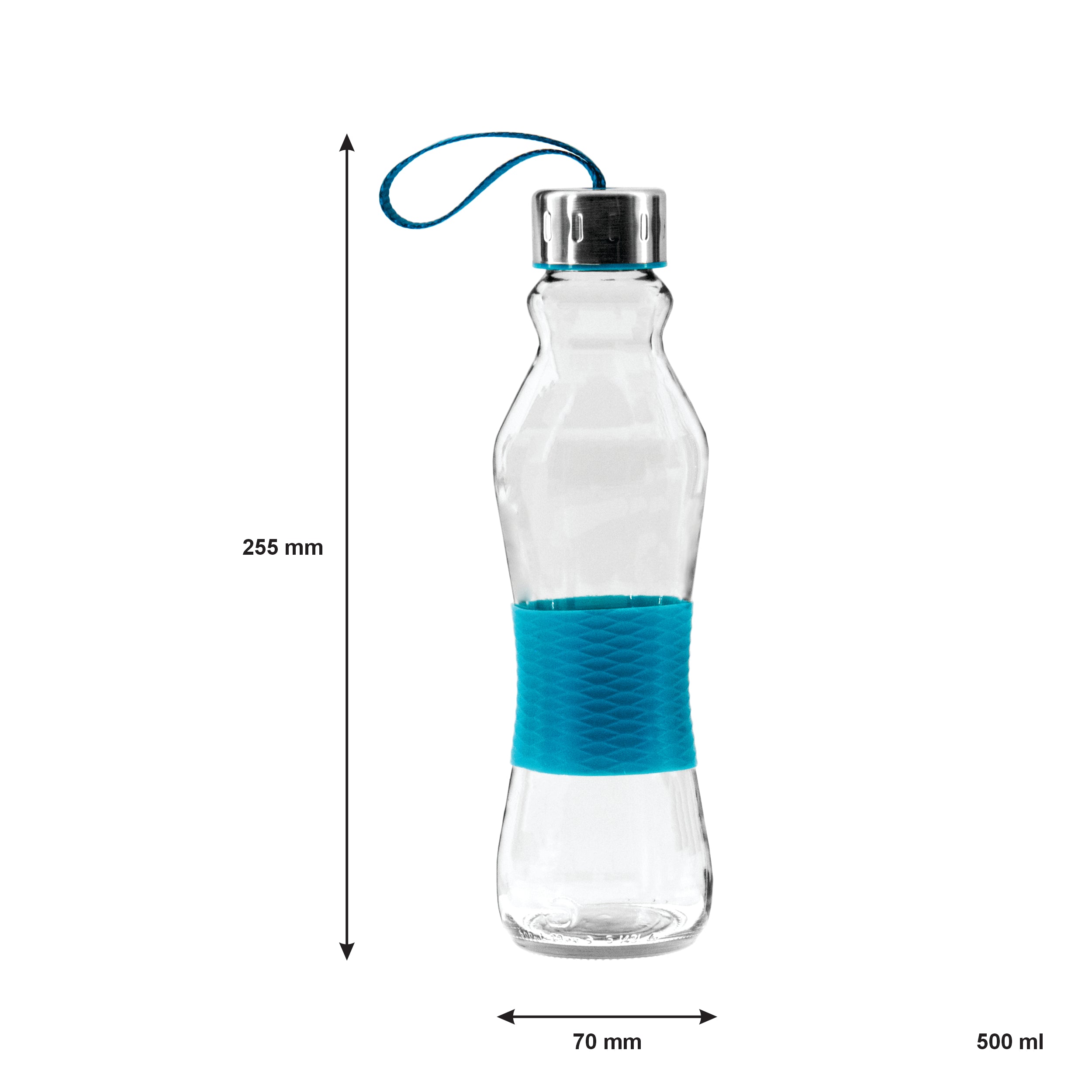 CONSOL GRIP N GO BOTTLES WITH STRAP LIDS IN ASSORTED COLOURS, 500ML