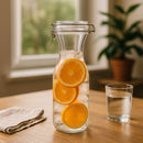 REGENT GLASS CARAFE WITH RESEALABLE CLIP TOP GLASS LID 6PK, 1L