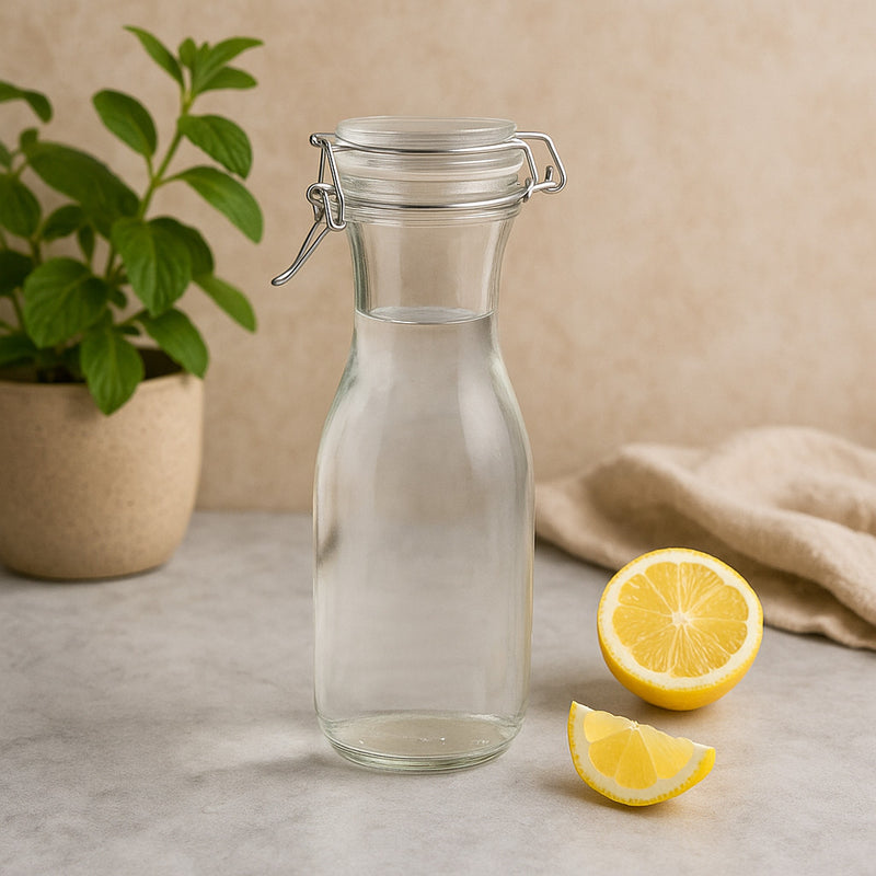 REGENT GLASS CARAFE WITH RESEALABLE CLIP TOP GLASS LID 6PK, 500ML