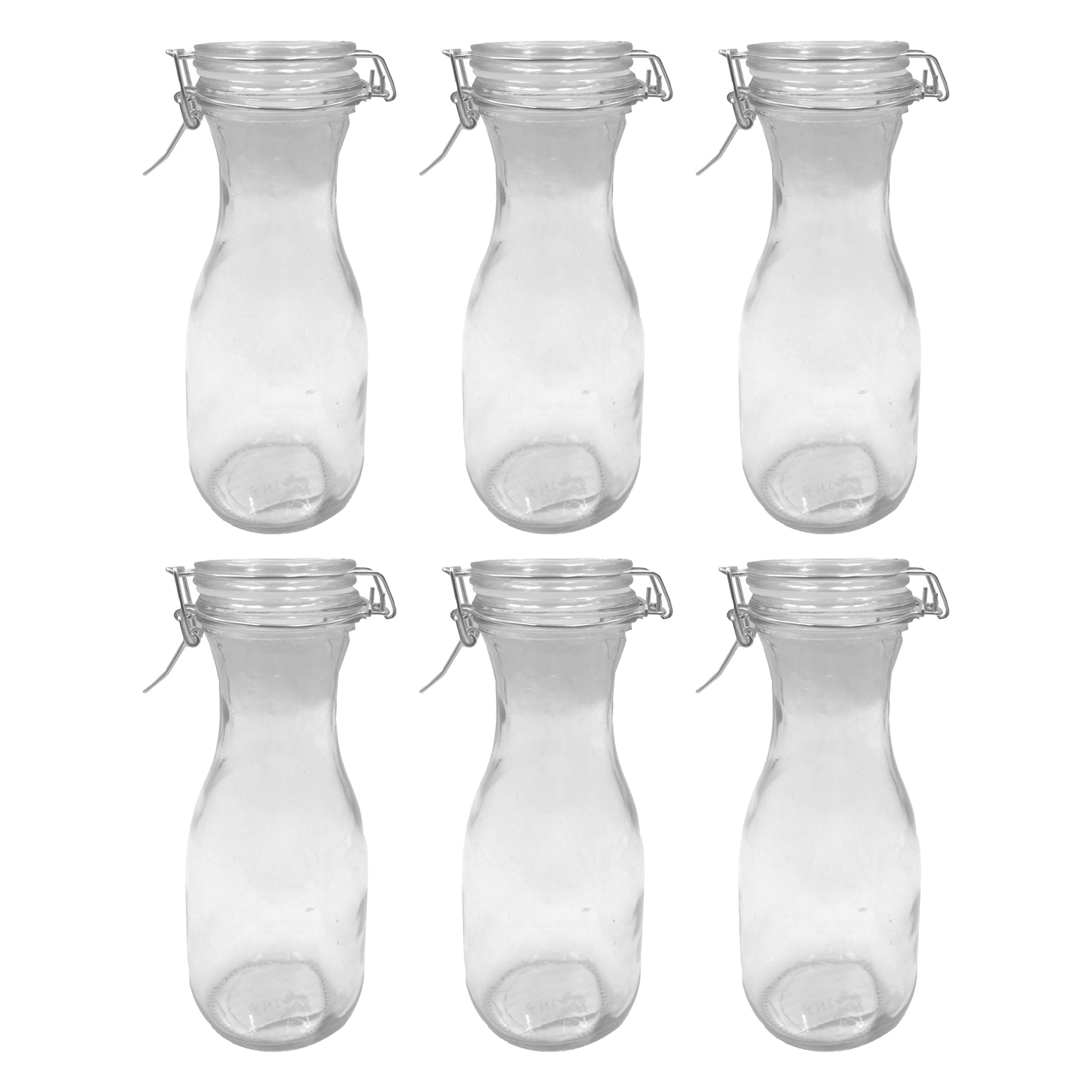 REGENT GLASS CARAFES WITH RESEALABLE CLIP TOP GLASS LIDS 6PK, 500ML