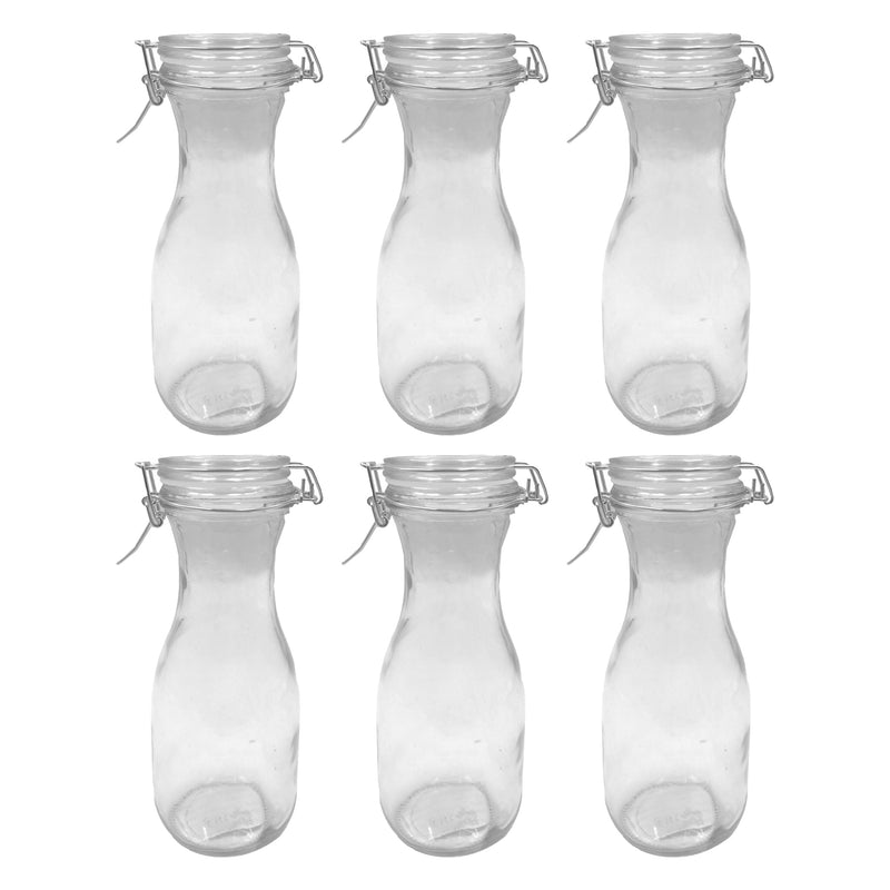 REGENT GLASS CARAFE WITH RESEALABLE CLIP TOP GLASS LID 6 PACK, 500ML (200X75MM DIA)