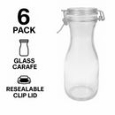 REGENT GLASS CARAFE WITH RESEALABLE CLIP TOP GLASS LID 6PK, 250ML