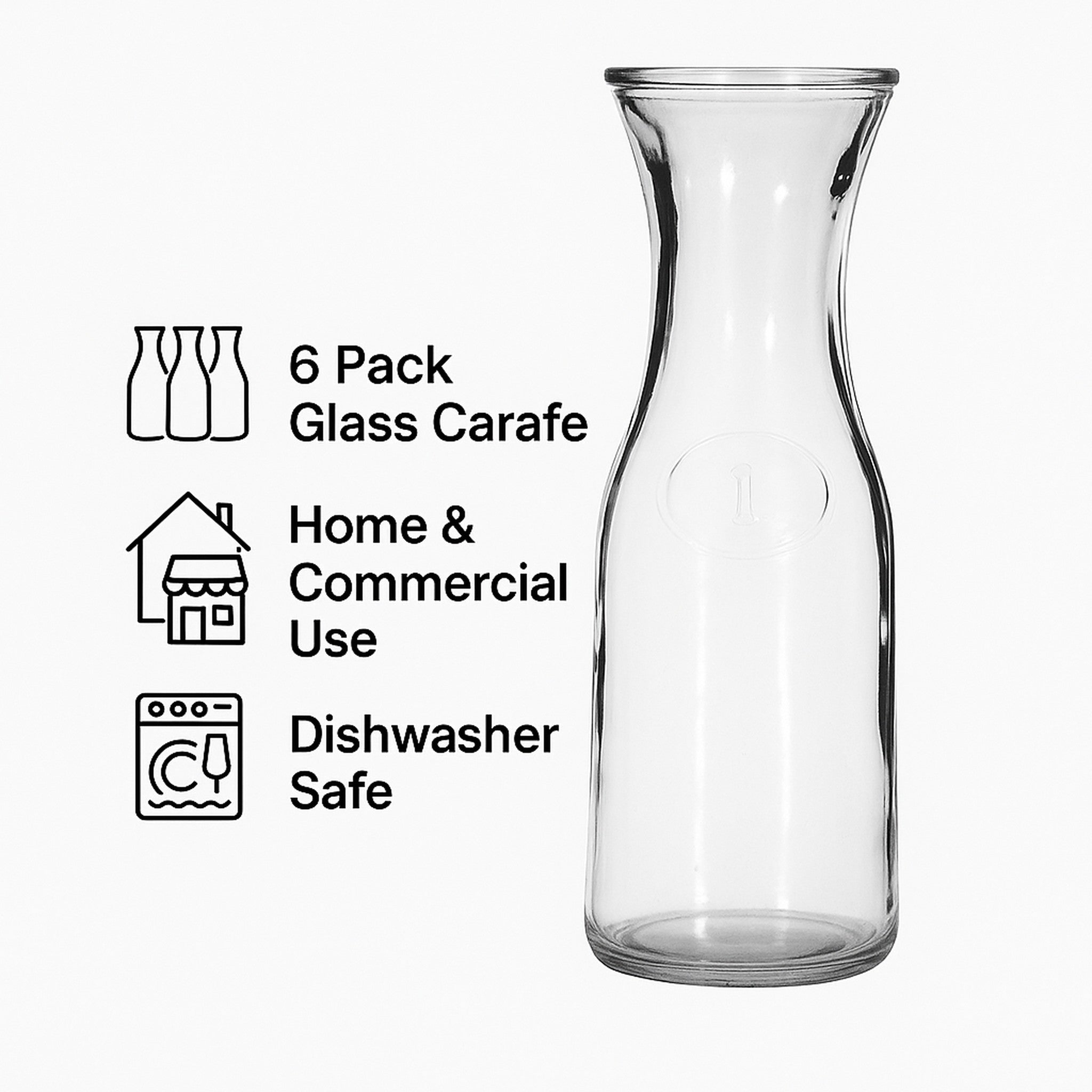 REGENT GLASS CARAFES 6PK, 1L