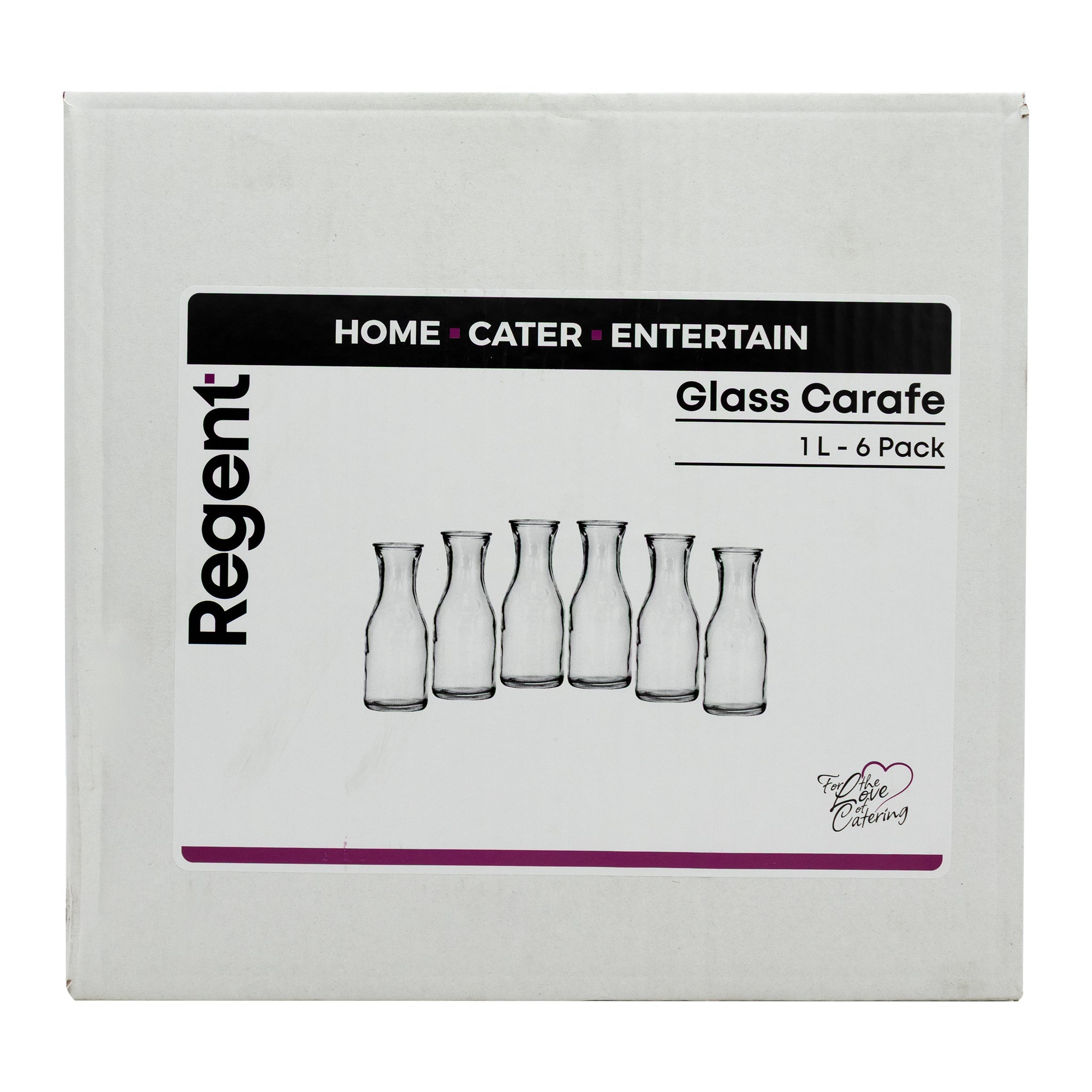 REGENT GLASS CARAFES 6PK, 1L