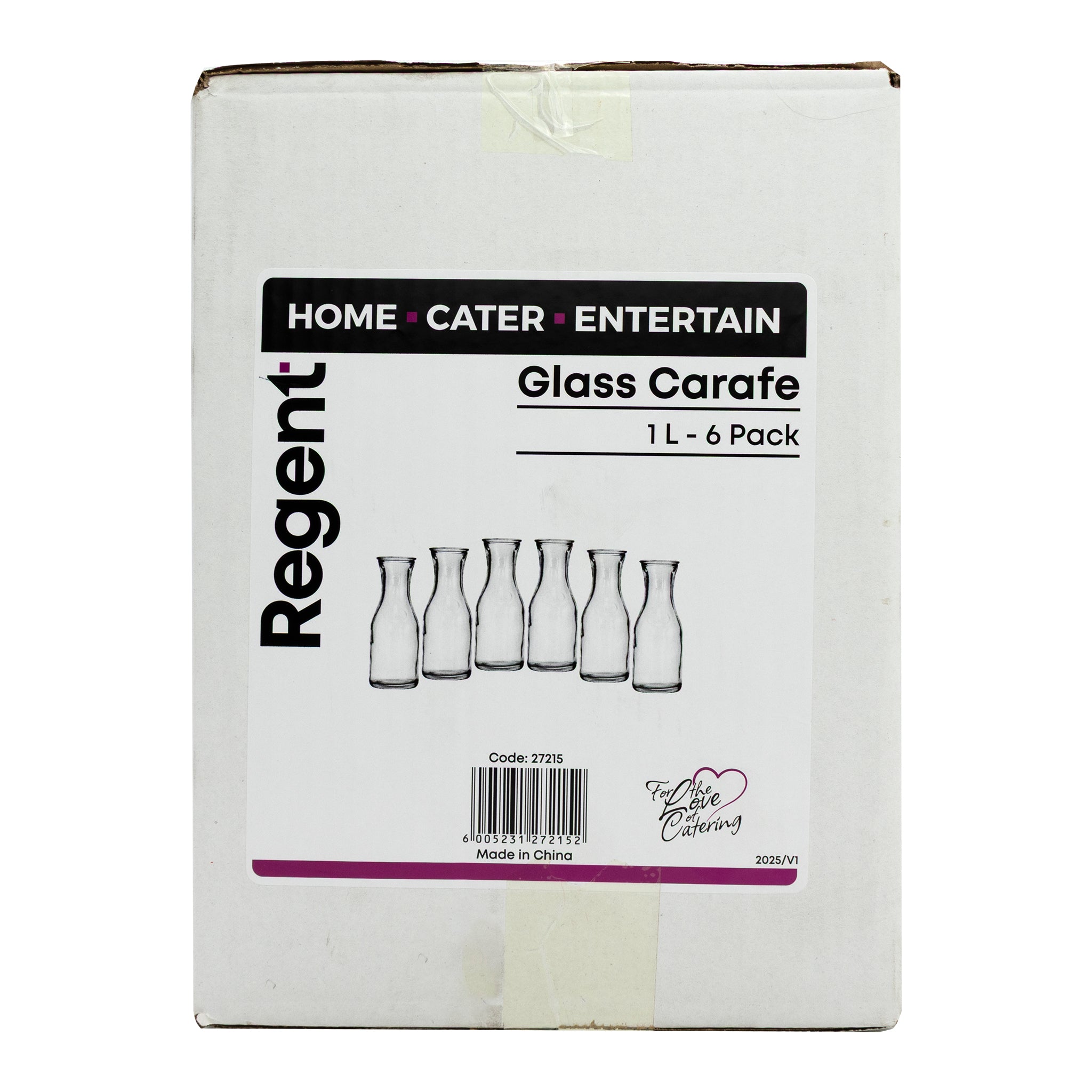 REGENT GLASS CARAFES 6PK, 1L