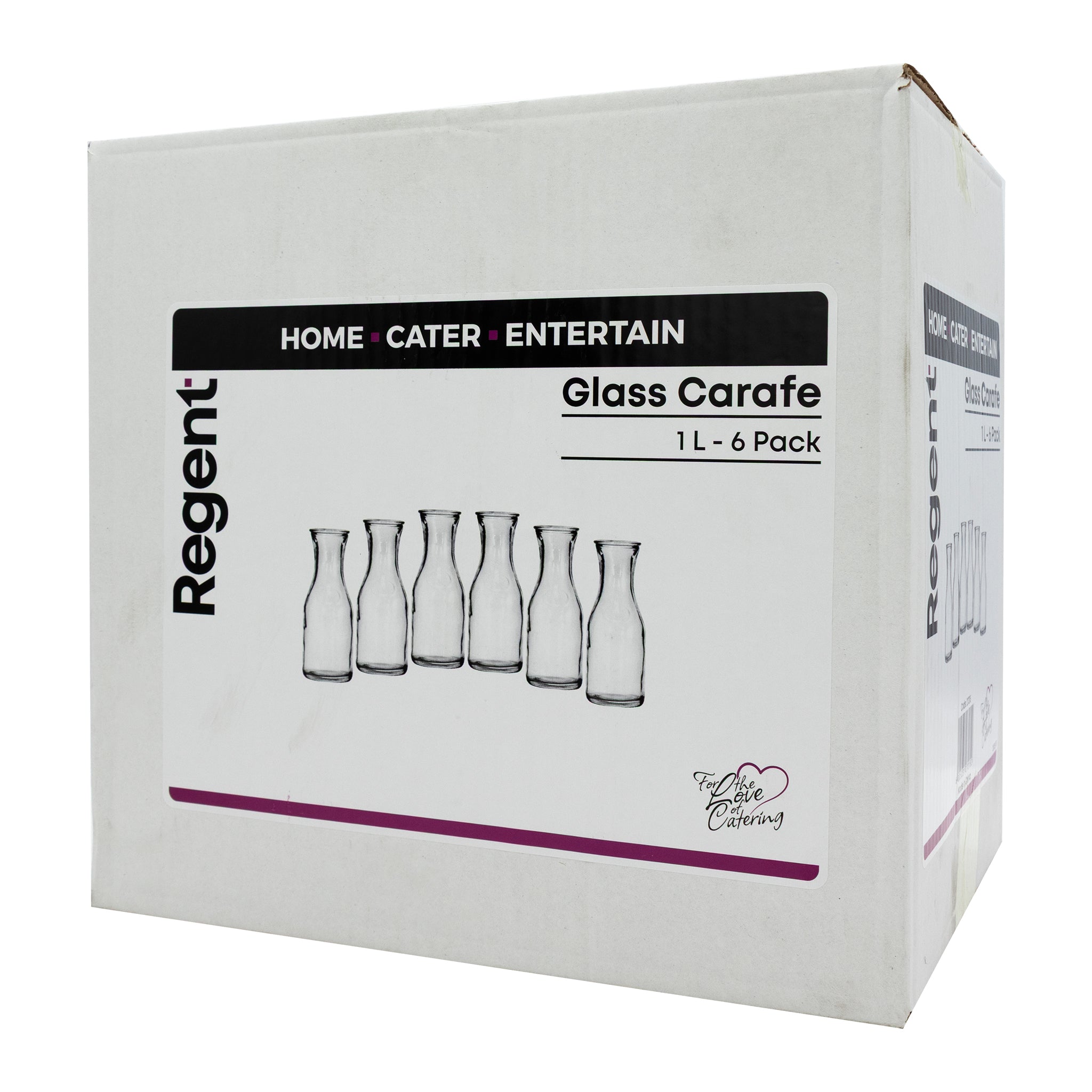 REGENT GLASS CARAFES 6PK, 1L