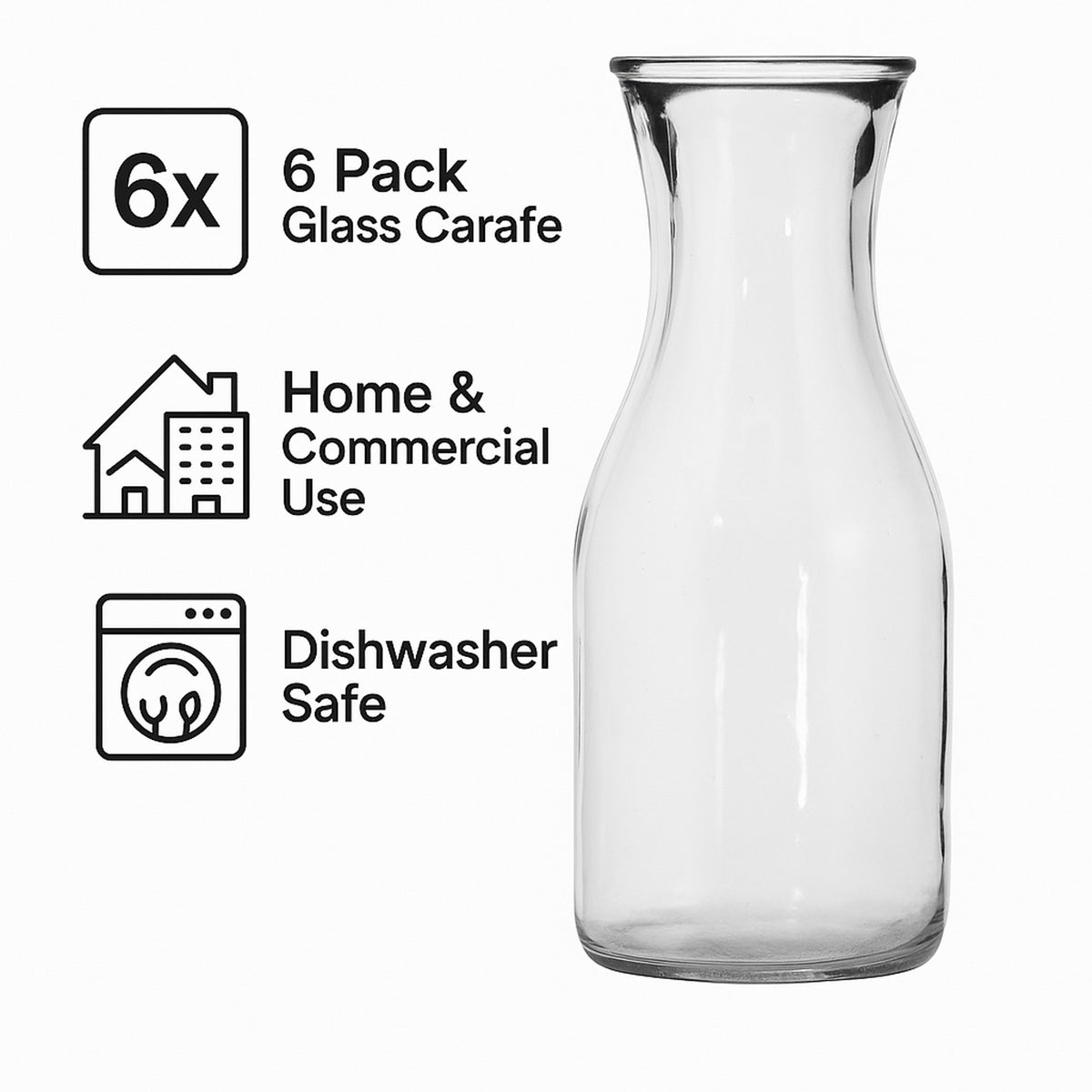 REGENT GLASS CARAFES 6PK, 500ML