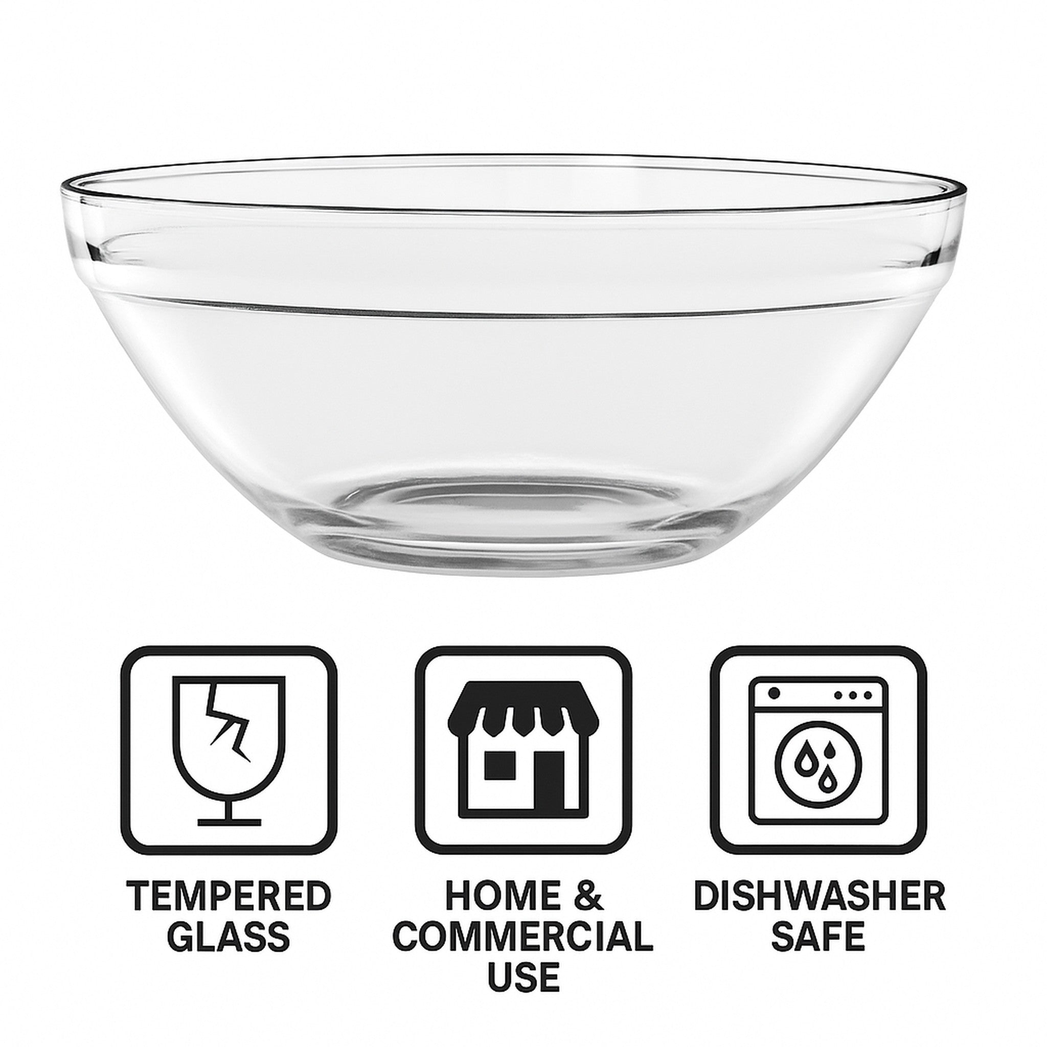 REGENT STACKABLE TEMPERED GLASS BOWL 170MM, 900ML