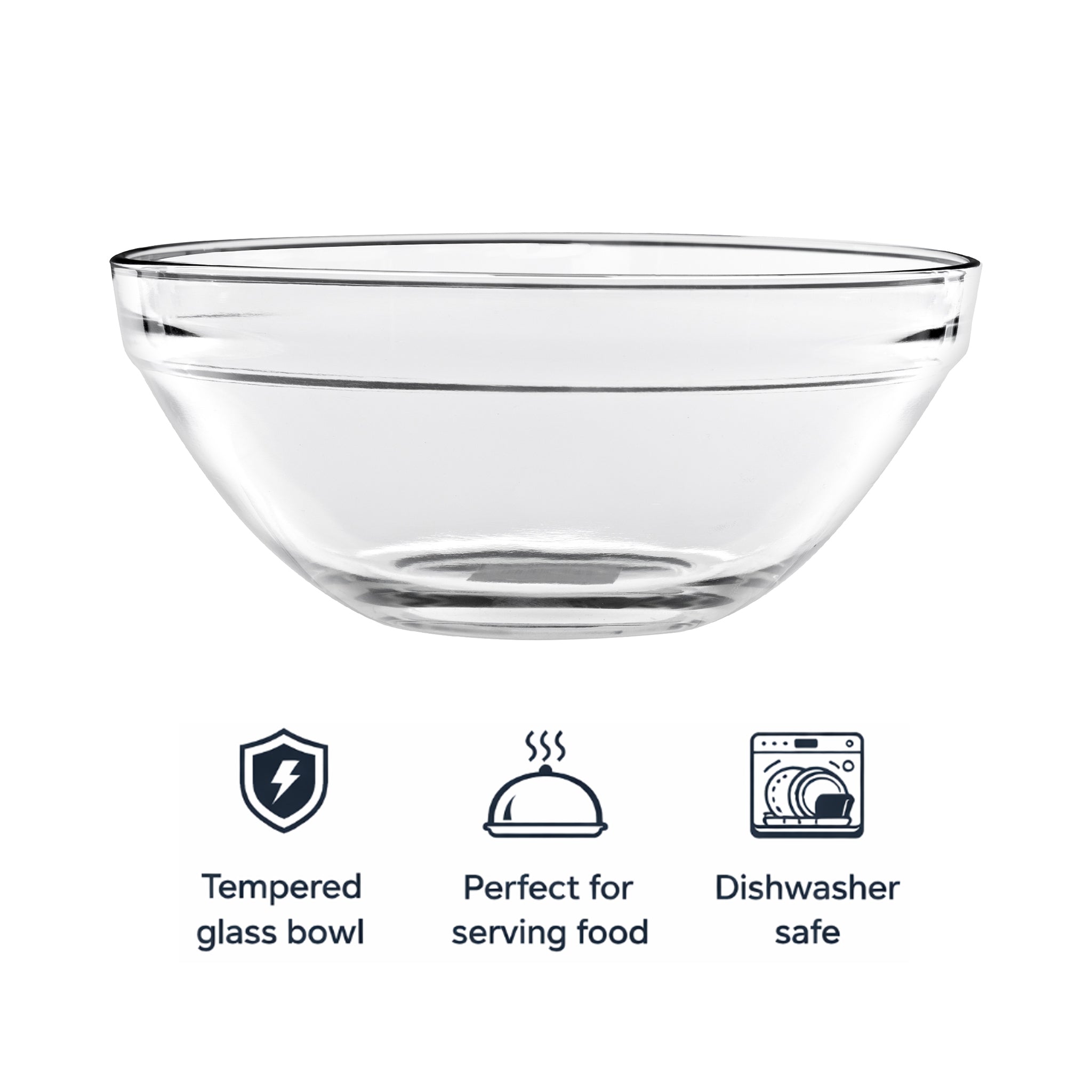REGENT STACKABLE TEMPERED GLASS BOWL 170MM, 900ML