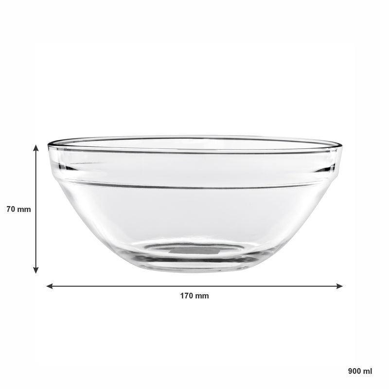 REGENT STACKABLE TEMPERED GLASS BOWL, 900 ML