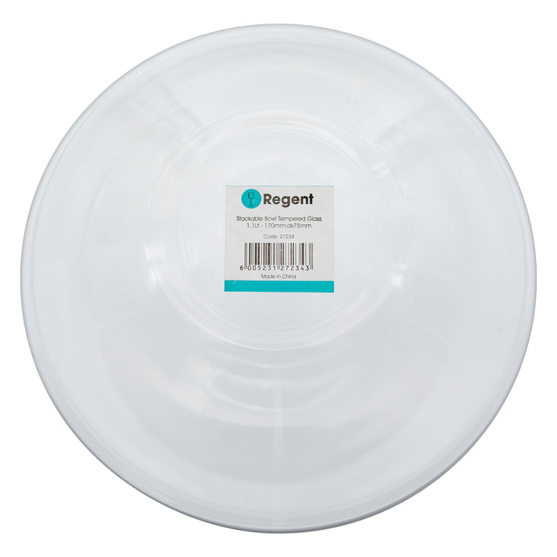 REGENT STACKABLE TEMPERED GLASS BOWL, 900 ML