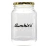 REGENT PRINTED GLASS STORAGE JAR - MUNCHIES, 1LT (172X100MM DIA)