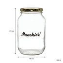 REGENT PRINTED GLASS STORAGE JAR - MUNCHIES, 1LT (172X100MM DIA)
