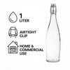 REGENT GLASS WATER BOTTLE ROUND WITH CLIP TOP LID, 1L