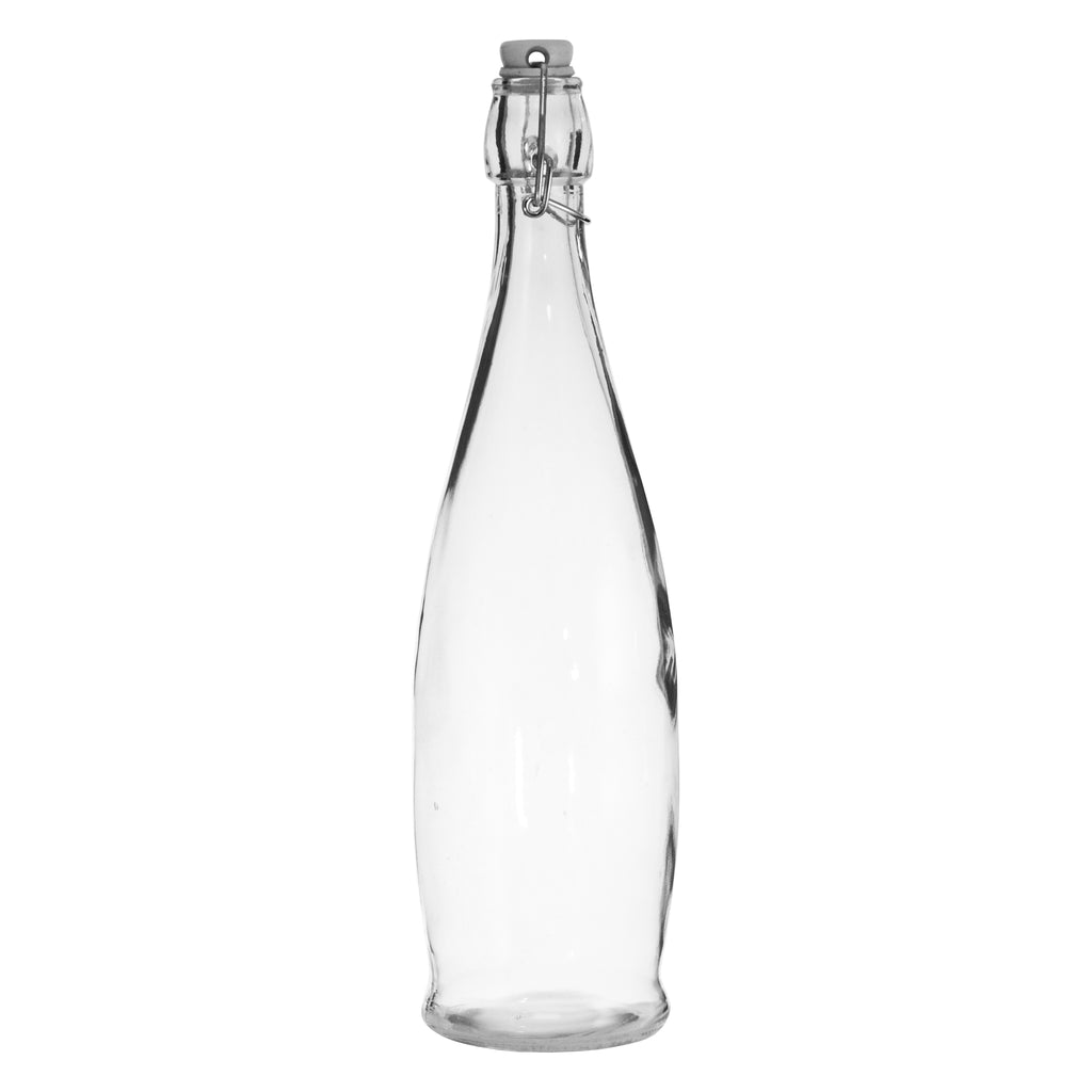 REGENT GLASS WATER BOTTLE ROUND WITH CLIP TOP LID, 1LT (80MM DIAX332MM)